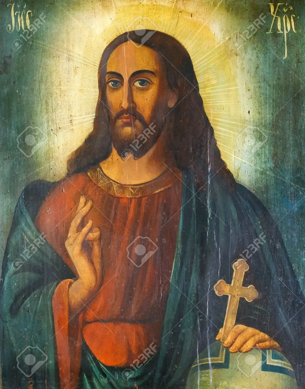 11492256 russian icon of jesus christ with christian cross in his hand